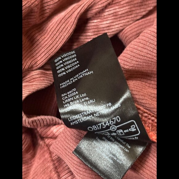 Pilcro Top Large Womens Dusty Rose Front Knot Roll Tab Collared Cropped Ribbed - Picture 8 of 8